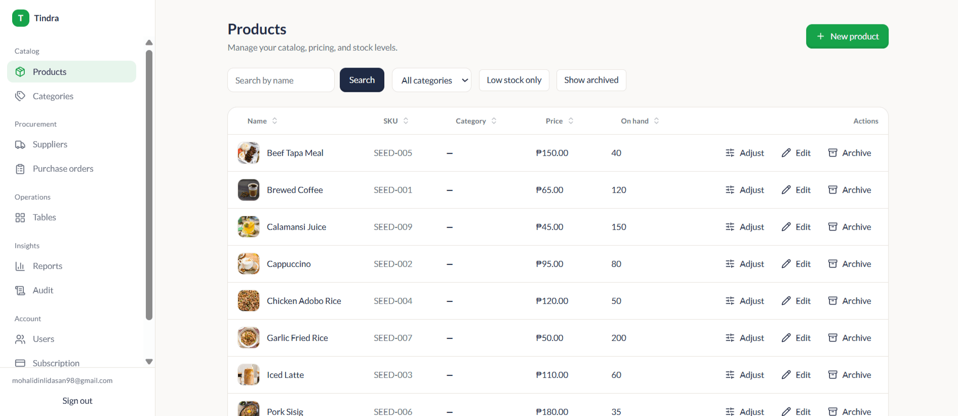 Tindra POS dashboard preview